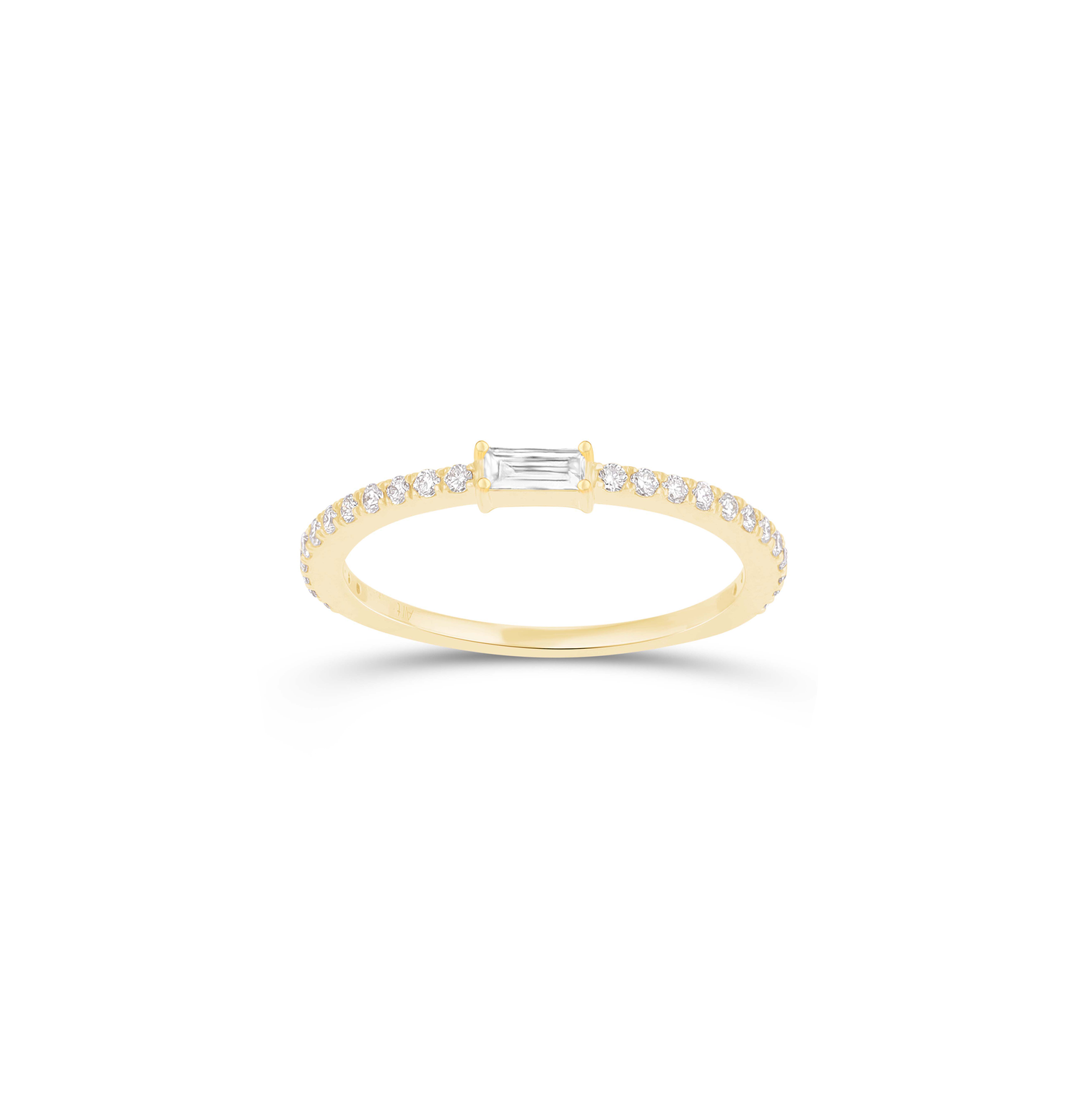 Sabel Collection Yellow Gold Baguette and Round Diamond Stacking Ring